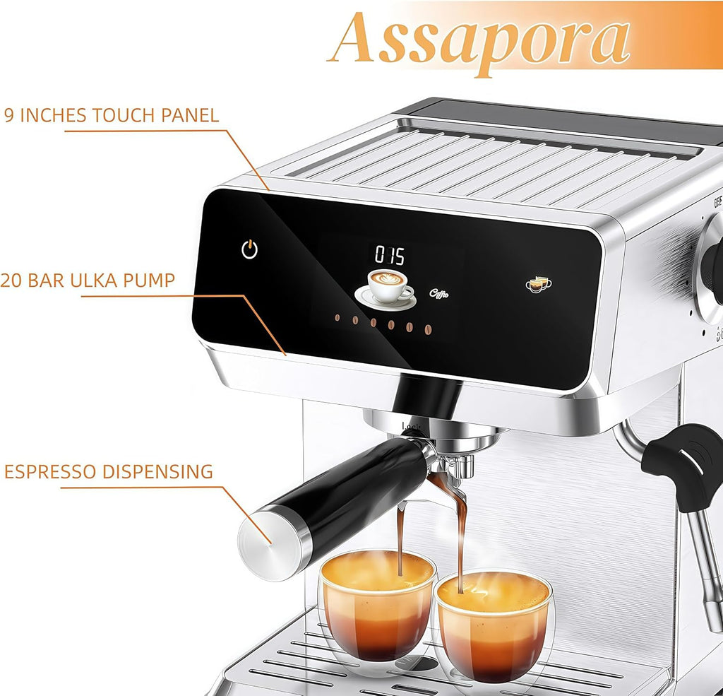 MAttinata Espresso Machine 20 Bar, Espresso Coffee Maker with Professional Milk Frother Steam Wand for Cappuccino & Latte, 60oz Removable Water Tank for Home，Stainless Steel