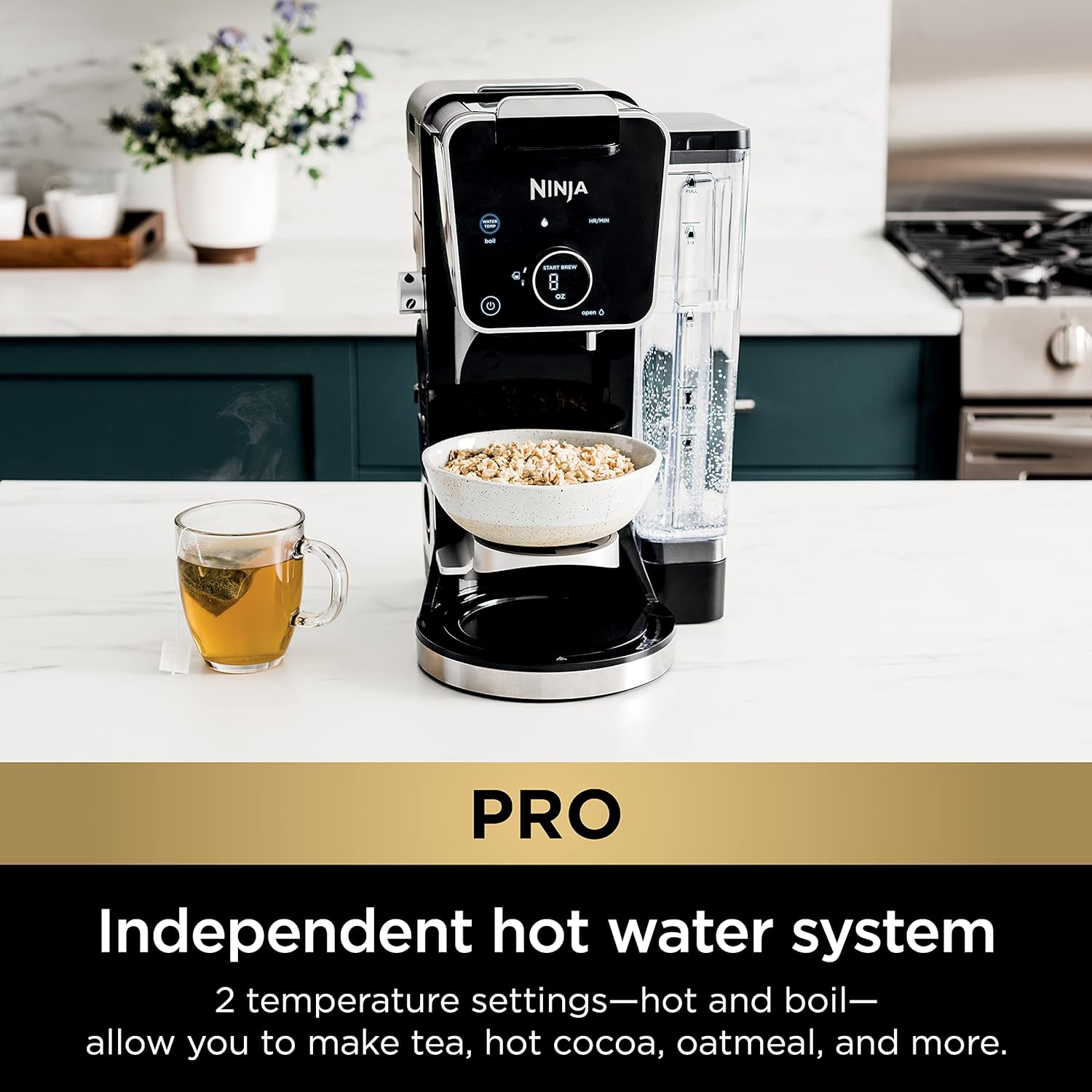 Ninja Specialty Drip Coffee Maker | DualBrewTM Pro Specialty Coffee Machine w/Frother, Permanent Filter | Brew w/Pods & Grounds, K Cups Compatible | 4 Brew Styles, 13 Cup to Pot Sizes | Black CFP307