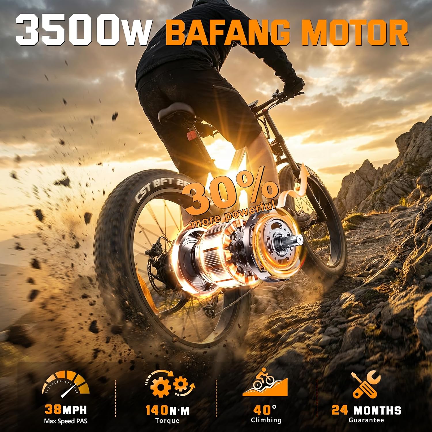 FREESKY 3500W BAFANG Motor Electric Bike for Adults, 48V 35Ah Samsung Cells Battery Ebike 140 Miles, 38+MPH, 26' Fat Tire Dirt All-Terrain Mountain E Bike, Full Suspension, UL 2849 Certified by TÜV