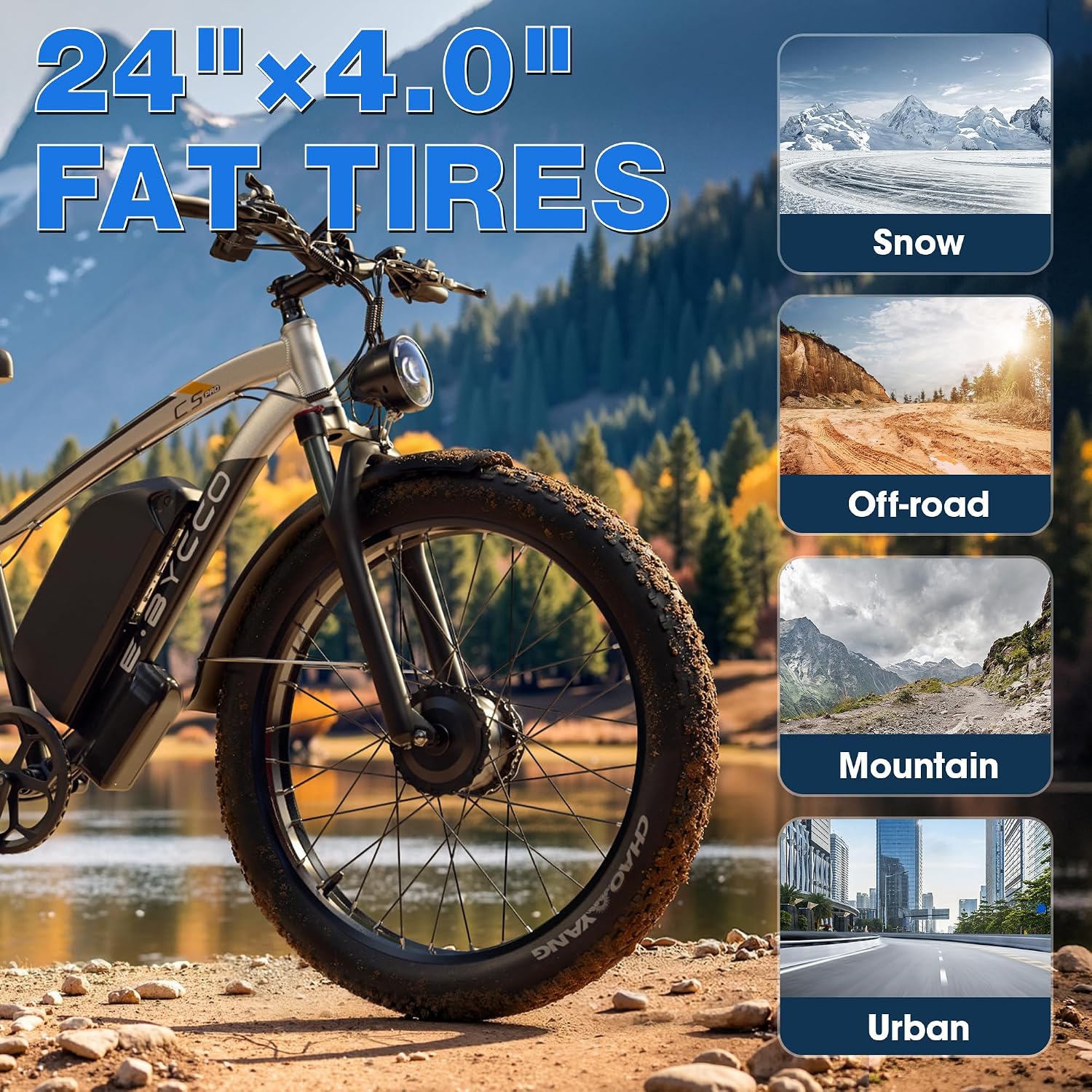 E·Bycco Peak 6000W Dual Motor Electric Bike for Adults, 47MPH 105 Miles Range, 52V 32AH Battery 24' x4.0 Fat Tire Hydraulic Disc Brakes Fast Off-Road E-Bicycle