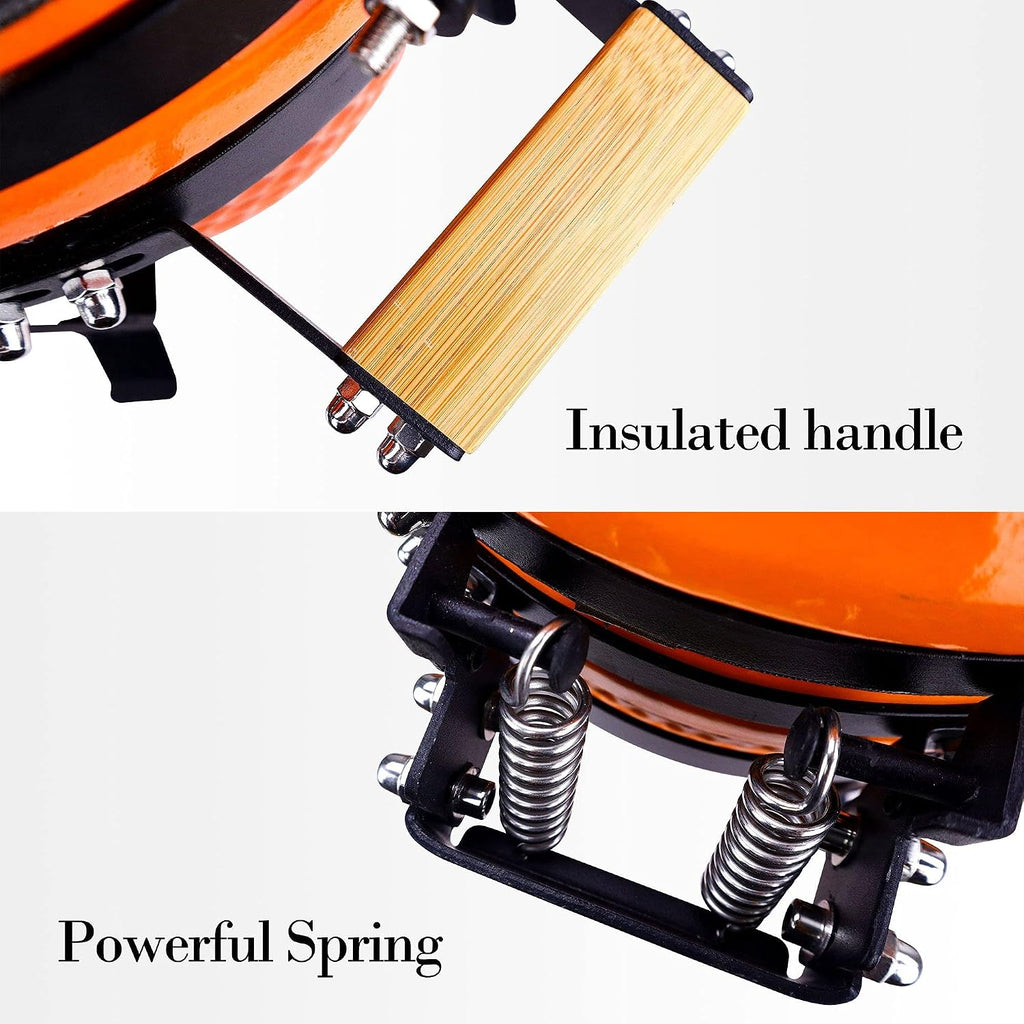 London Sunshine Ceramic Kamado Charcoal BBQ Grill and Smoker, Stainless Steel Grates -15' Ceramic with Tall Stand (ORANGE)