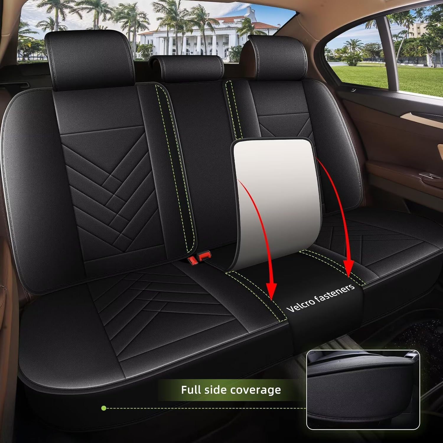 AOMSAZTO Car Seat Covers Fit for Subaru Crosstrek 2016-2025 2026 Full Set Premium Seat Covers Waterproof Leather Automotive Seat Cushion Protector Compatible with Airbag(5 Seats,Black)