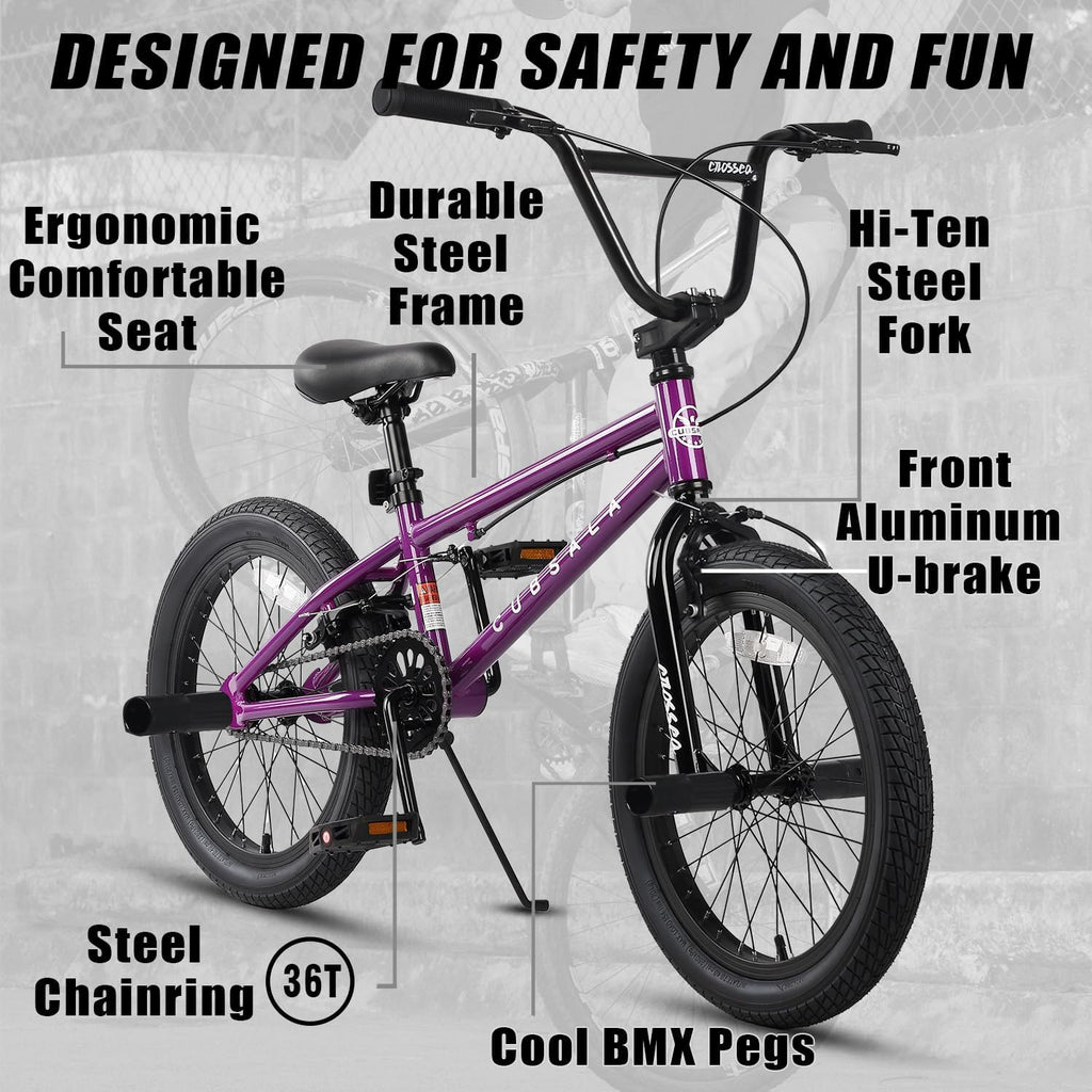 cubsala Freestyle BMX Bike, 18 20 Inch Kids Bicycle for 5-13 Years Old Kids and Beginner Level Rider, Multiple Colors