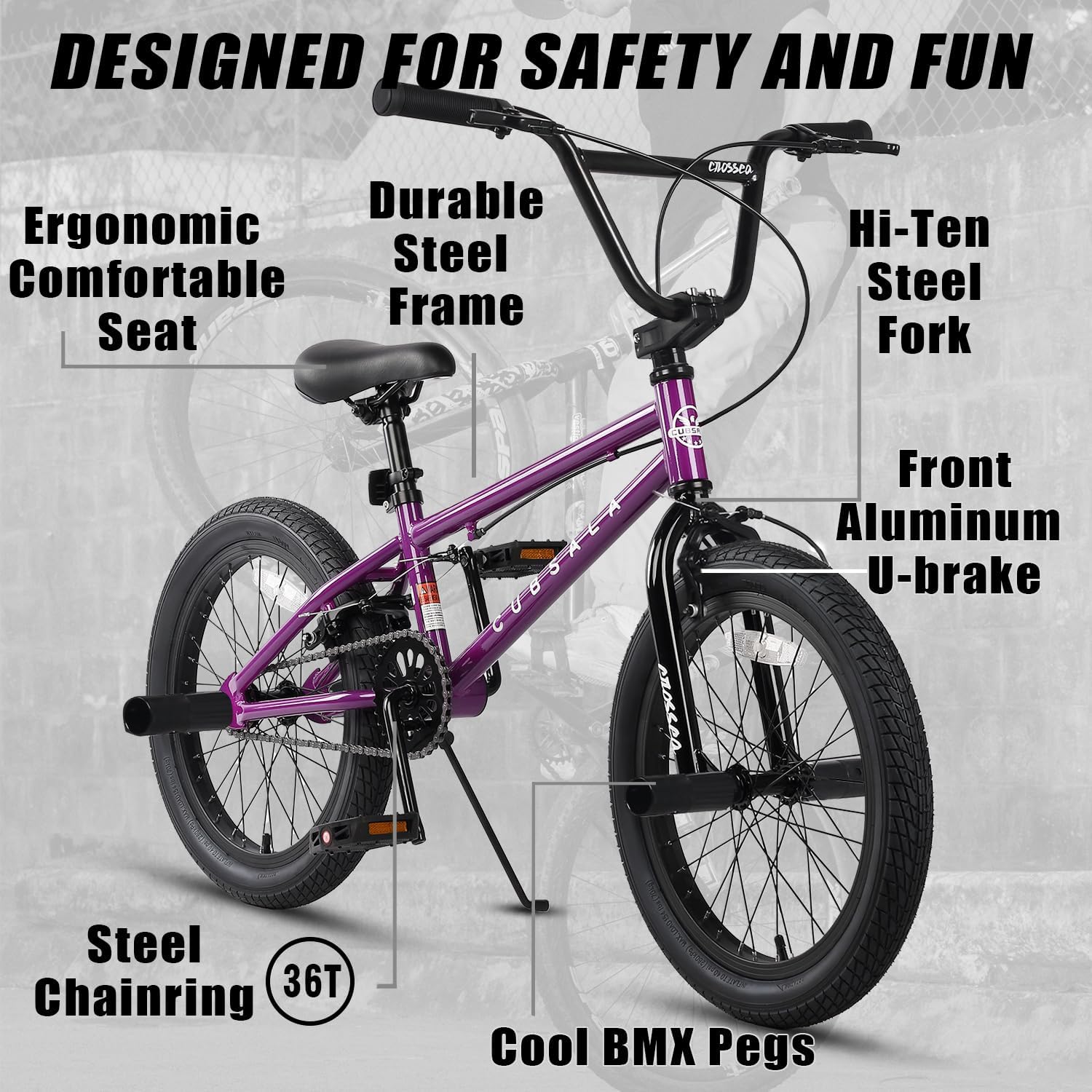 cubsala Freestyle BMX Bike, 18 20 Inch Kids Bicycle for 5-13 Years Old Kids and Beginner Level Rider, Multiple Colors