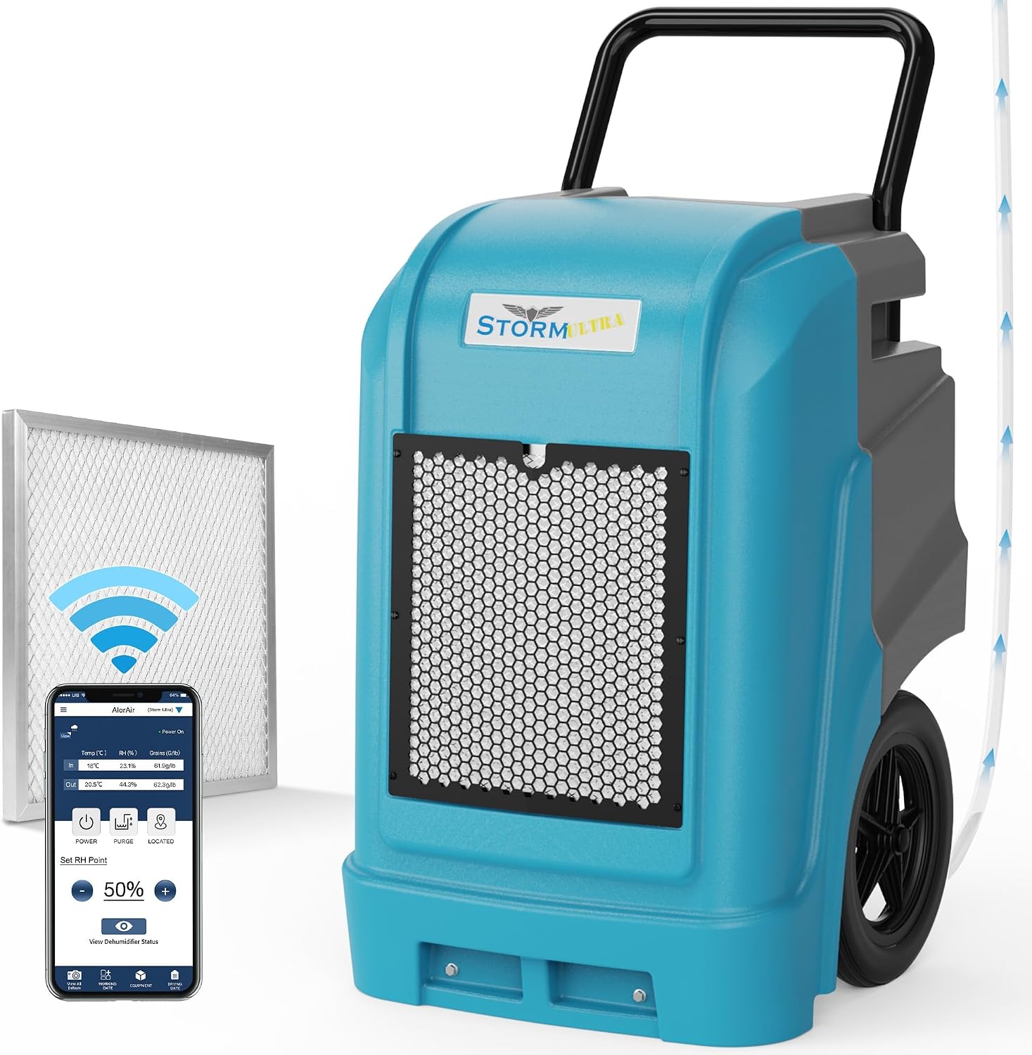 ALORAIR 190 PPD LGR Commercial Dehumidifier with Pump & Drain Hose, Smart APP Control up to 2,600 Sq.Ft Industrial Dehu for Home, Water Damage Restore, Basements, Job Sites, 5 Years Limited Warranty