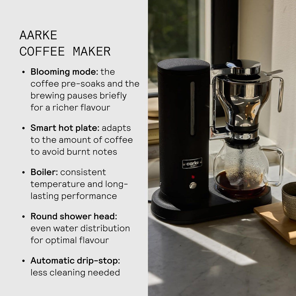 aarke Coffee Maker and Grinder Bundle - Premium Stainless Steel Coffee Maker and Electric Coffee Grinder Included, SCA-Certified, with 60 Grinder Settings, Matte Black