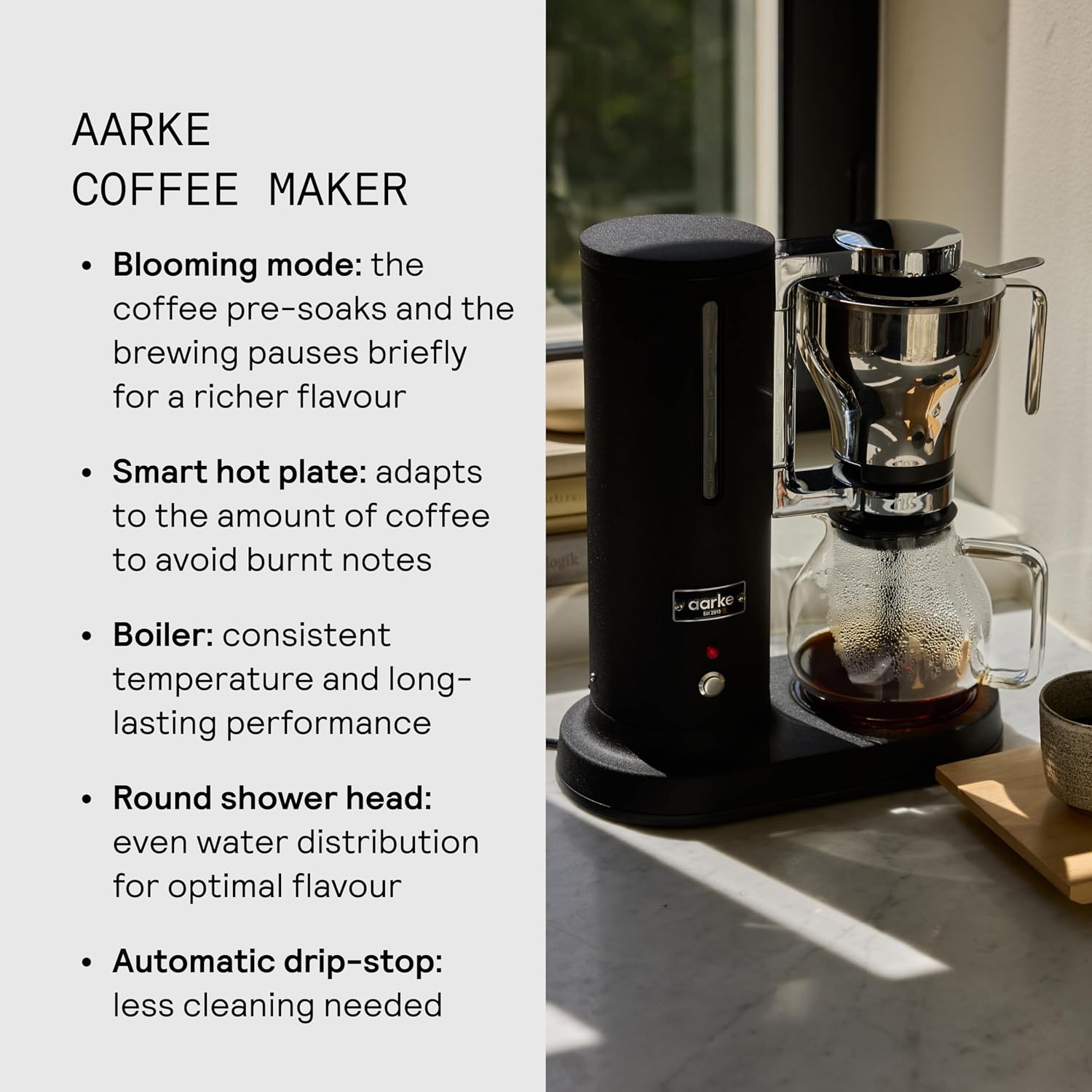 aarke Coffee Maker and Grinder Bundle - Premium Stainless Steel Coffee Maker and Electric Coffee Grinder Included, SCA-Certified, with 60 Grinder Settings, Matte Black