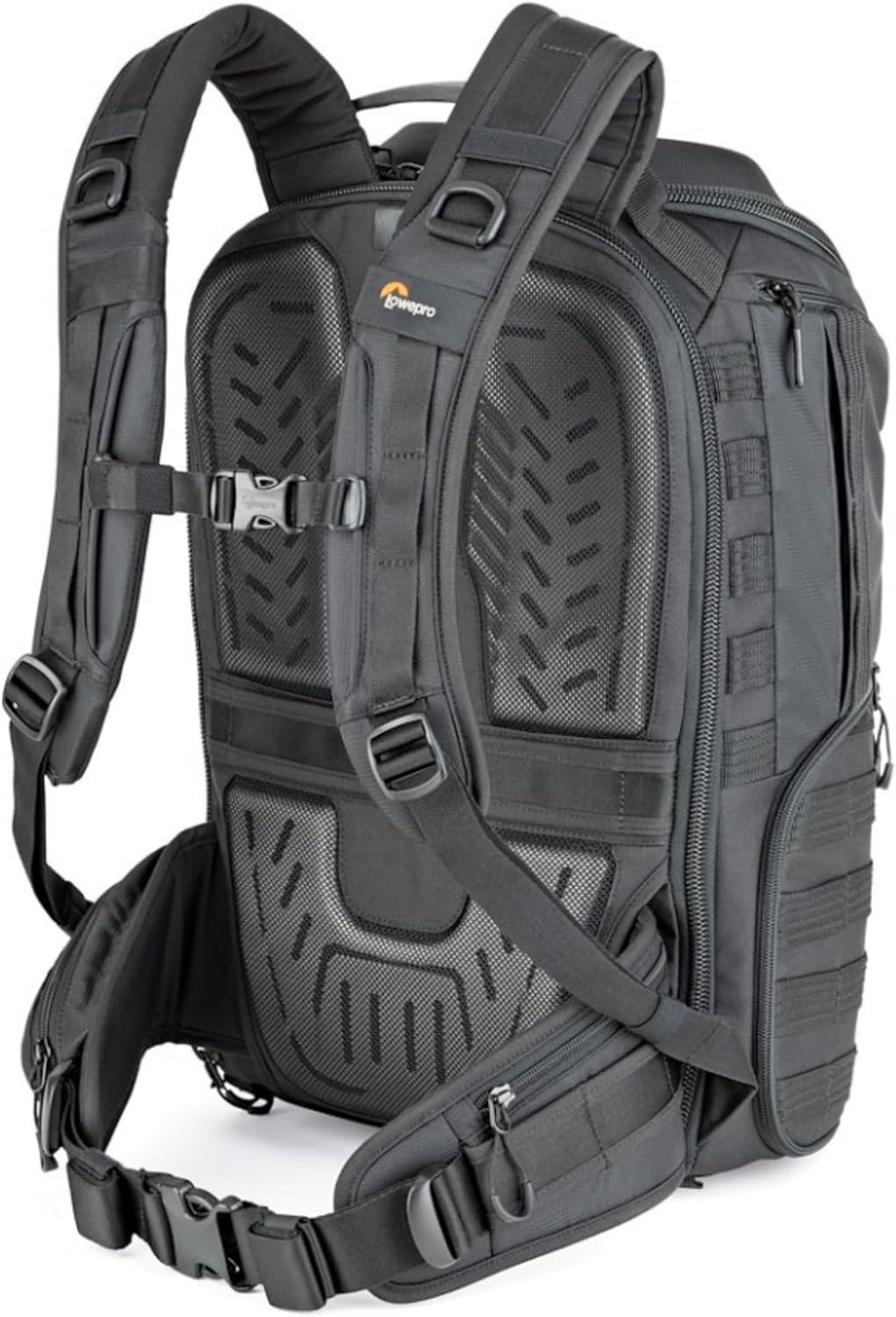 Lowepro ProTactic BP 450 AW 2 Pro 25L Comfortable Recycled and Solution-Dyed Fabrics Modular Backpack with CradleFit Pocket, All Weather Cover, and Utility Waist Belt (Black)