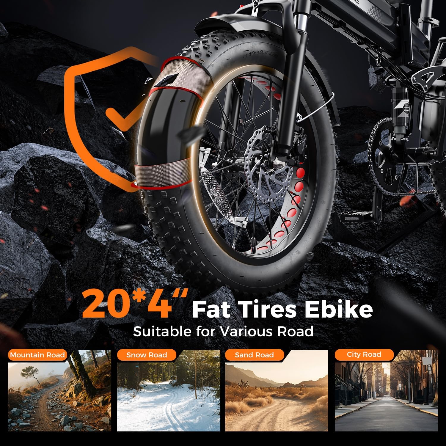 Heybike Mars 2.0/3.0 Foldable Electric Bike, UL2849 Certified, 70+Miles Long Range, 1400W/1800W Peak Motor 32MPH, 624WH Removable Battery, 20'*4 Fat Tire Ebike for Snow, Commute, Full Suspension