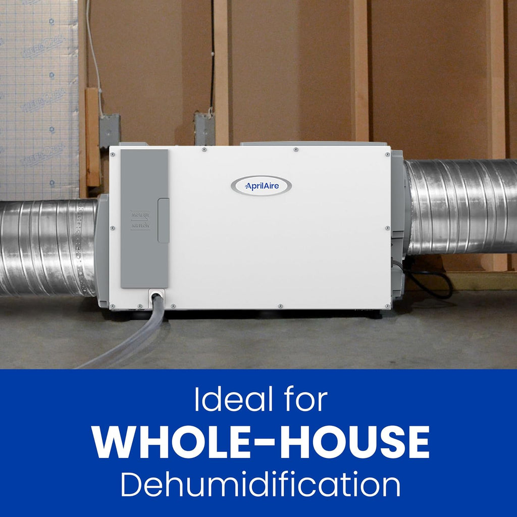 AprilAire E130C Pro 130-Pint Whole-House Dehumidifier with Castors, Energy Star Certified, Commercial-Grade for Basement, Crawlspace, or Whole House up to 7,200 sq. ft.
