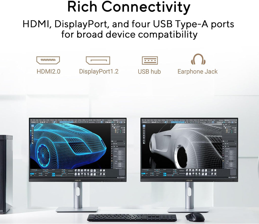 ASUS ProArt Display 24' 16:10 Professional Monitor (PA248QFV) – IPS, WUXGA (1920 x 1200), 100% sRGB, Color Accuracy ΔE < 2, Calman Verified, 100Hz, HDR-10, Light Sync, Ergonomic, 3 yr Warranty