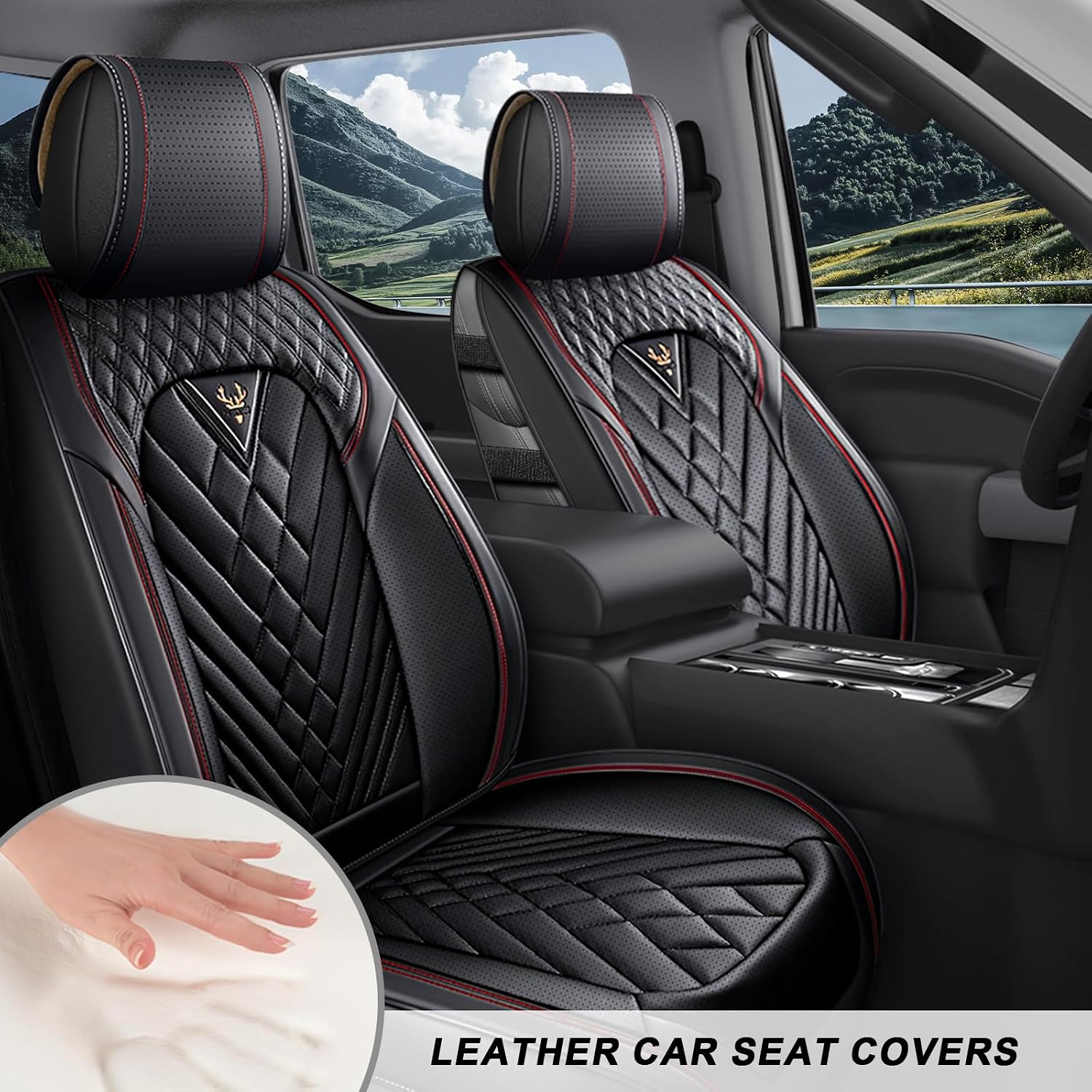 Dodge Ram Truck Seat Covers Custom for 2002-2026 1500 2002-2026 2500/3500 Crew Double Mega Quad Cab Bighorn Laramie Tradesman Classic Full Set Seat Covers Protectors(Standard 5 Seats/Black Red)