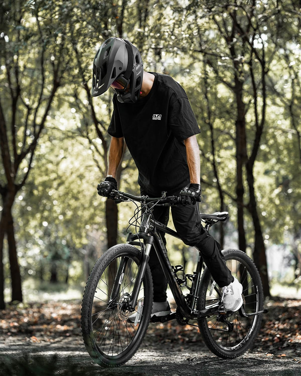 ILM Full Face Mountain Bike Helmet ASTM CPSC Adult with Adjustable Visor for MTB BMX Model HT58