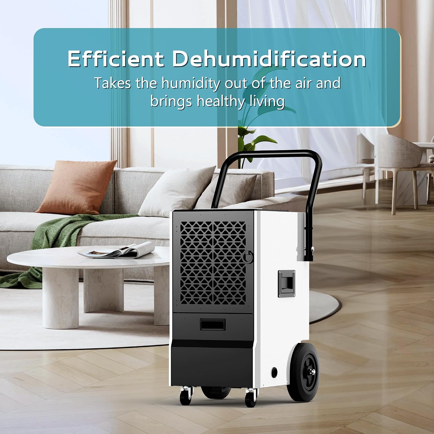 EUHOMY 160 Pints Commercial Dehumidifier with Pump,Large Dehumidifier for Basement With Drain Hose,Timer and 4 Wheels,Industrial Dehumidifiers for Flood Repair,Drying Basement,Warehouse and Factory