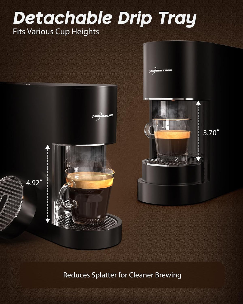 Espresso Machine Coffee Makers, Compatible with Nespresso Original Pods, One-Touch with Illuminated Brew Zone, 20 Bar Pump, 33.8oz Removable Tank, Compact Design, CM-C07-A