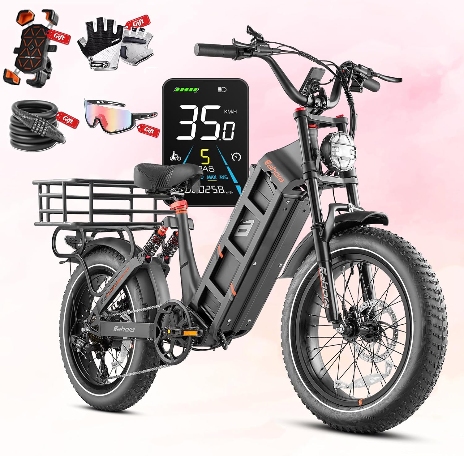 eAhora 2026 Juliet Pro 2 43-31Mph Electric Bike for Adults 5400W Dual Motor Ebike 60V/70Ah 48V/60Ah 200+Miles Long Range Electric Bicycle 20' Fat Tires Full Suspension Electric Mountain Bike
