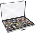 QTYORD Card Display Case, Aluminum 34' L x 22' W Glass Display Case for Cards, XL Large Table Top Display Case with Lock, Portable Trade Show for Jewelry MTG Cards Collectible Cards