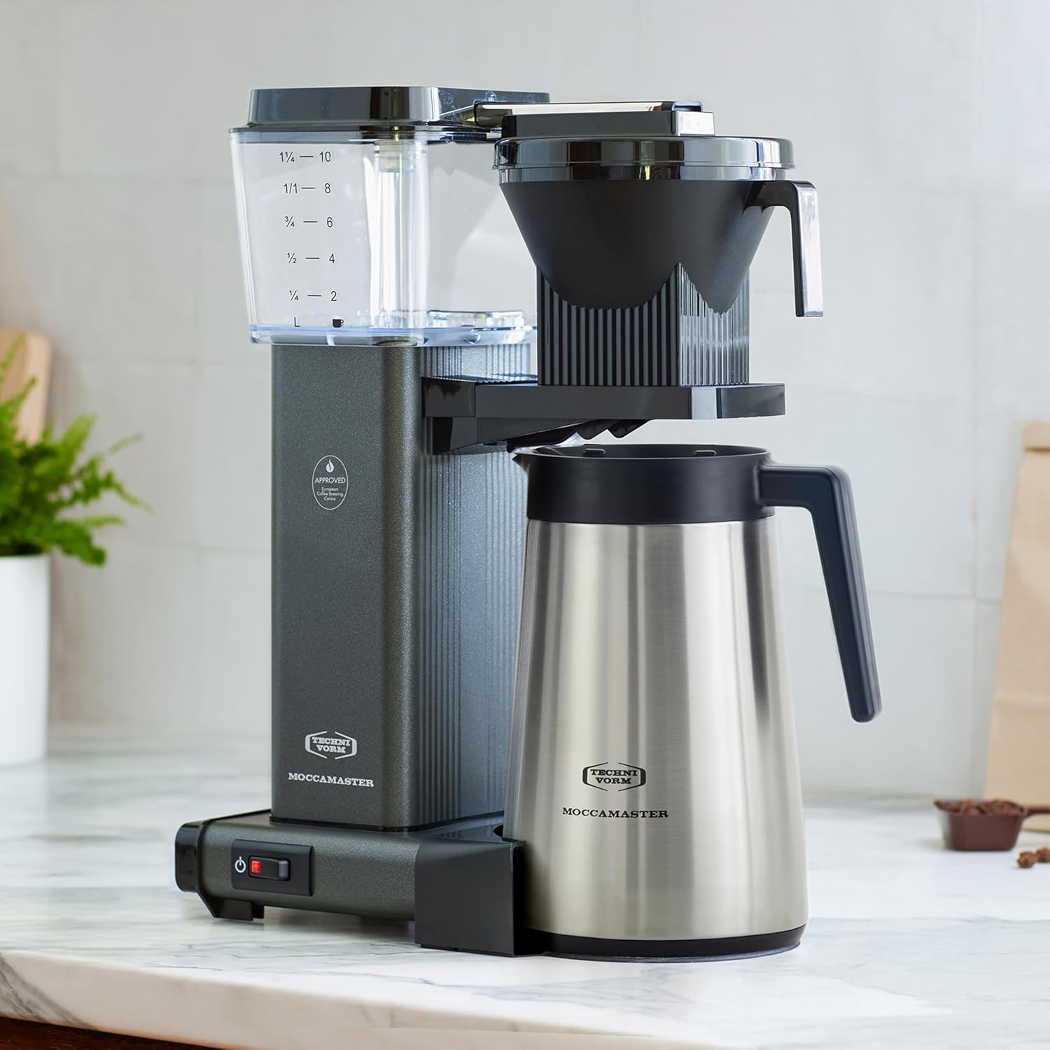 Technivorm Moccamaster 79317 KBGT thermal Carafe 10-Cup Coffee Maker 40 Ounce, Stone Grey 1.25l