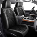 Truck Seat Covers Fit for 2007-2025 2026 Chevrolet Chevy Silverado & GMC Sierra 1500 2500 3500 HD Crew Double Extended Cab Waterproof Leather Seat Protectors (5pc Full Set, Black & Grey)