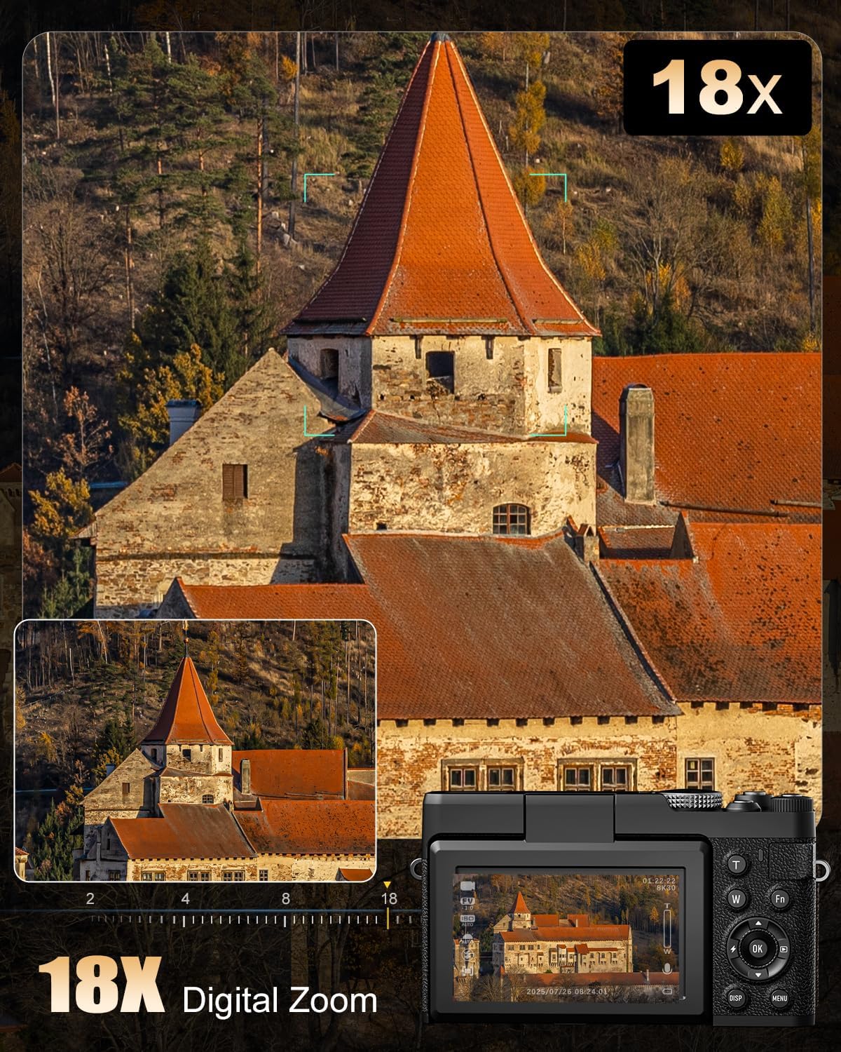 NBD 5K 64MP Digital Camera for Photography with 18X Zoom,2026 Upgraded Autofocus Vlogging Camera,Point and Shoot Digital Cameras with 2 Batteries,64GB TF Card,Flash, Anti-Shake(Black)