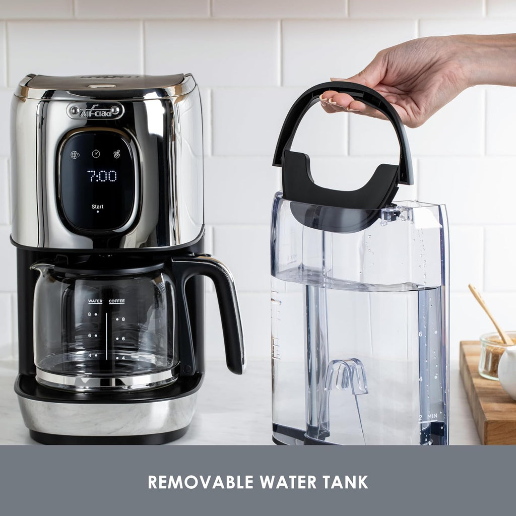 All-Clad, Majestuo Stainless Steel Coffee Maker, Keep Warm Function, 1000 Watts, Programmable Timer, Removable Water Tank, Silver