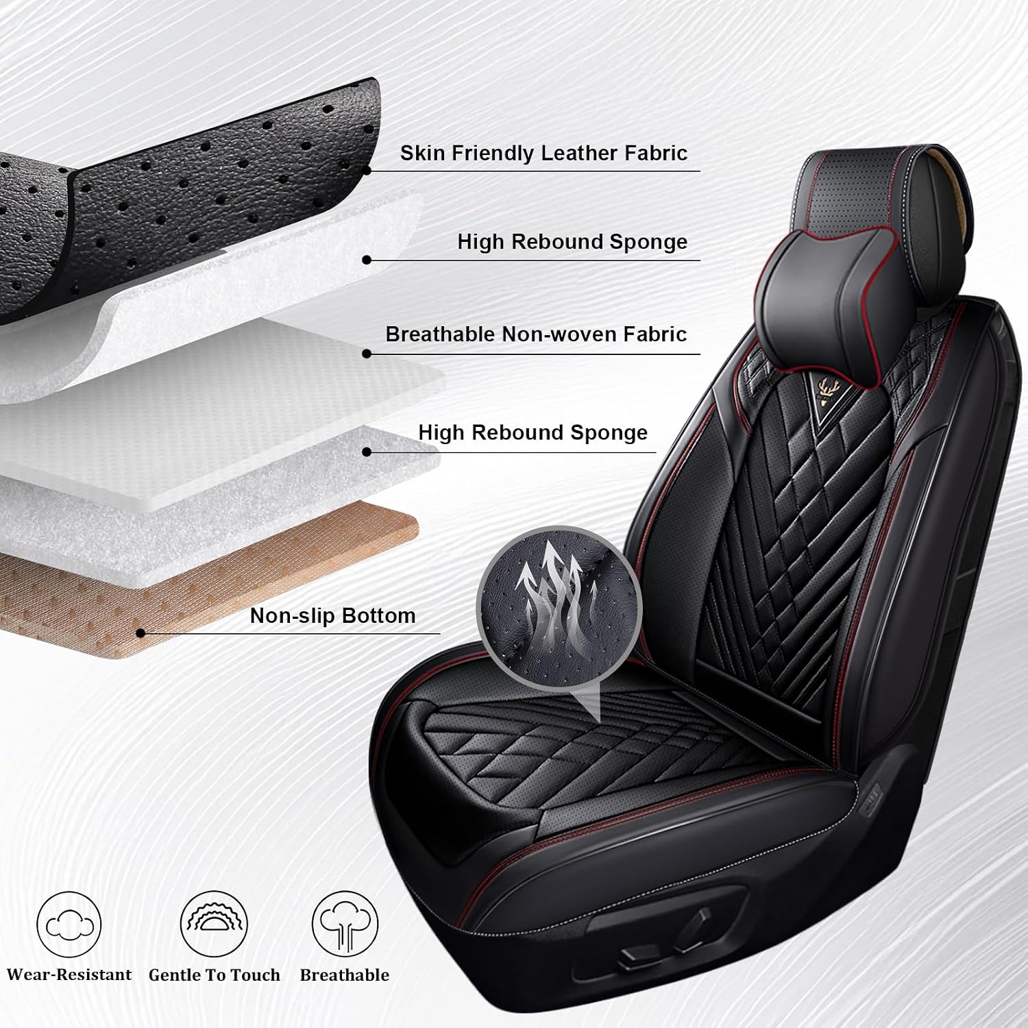 Dodge Ram Truck Seat Covers Custom for 2002-2026 1500 2002-2026 2500/3500 Crew Double Mega Quad Cab Bighorn Laramie Tradesman Classic Full Set Seat Covers Protectors(Luxury 5 Seats/Black Red)