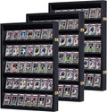 35 Baseball Card Display Case - Graded Sports Card Frame with 98% UV Protection, Lockable Wall Mount for PSA BGS Trading Cards, Football Basketball Hockey Collector Holder (3 Packs)