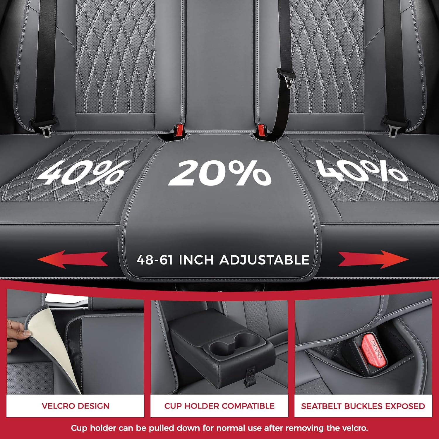 FREESOO Gray Car Seat Cover Full Set - Faux Nappa Leather Seat Covers for Cars, Luxury Breathable Waterproof Front Seats Cushion Protectors with Lumbar Support, Universal Fit for Sedans SUVs Pickups