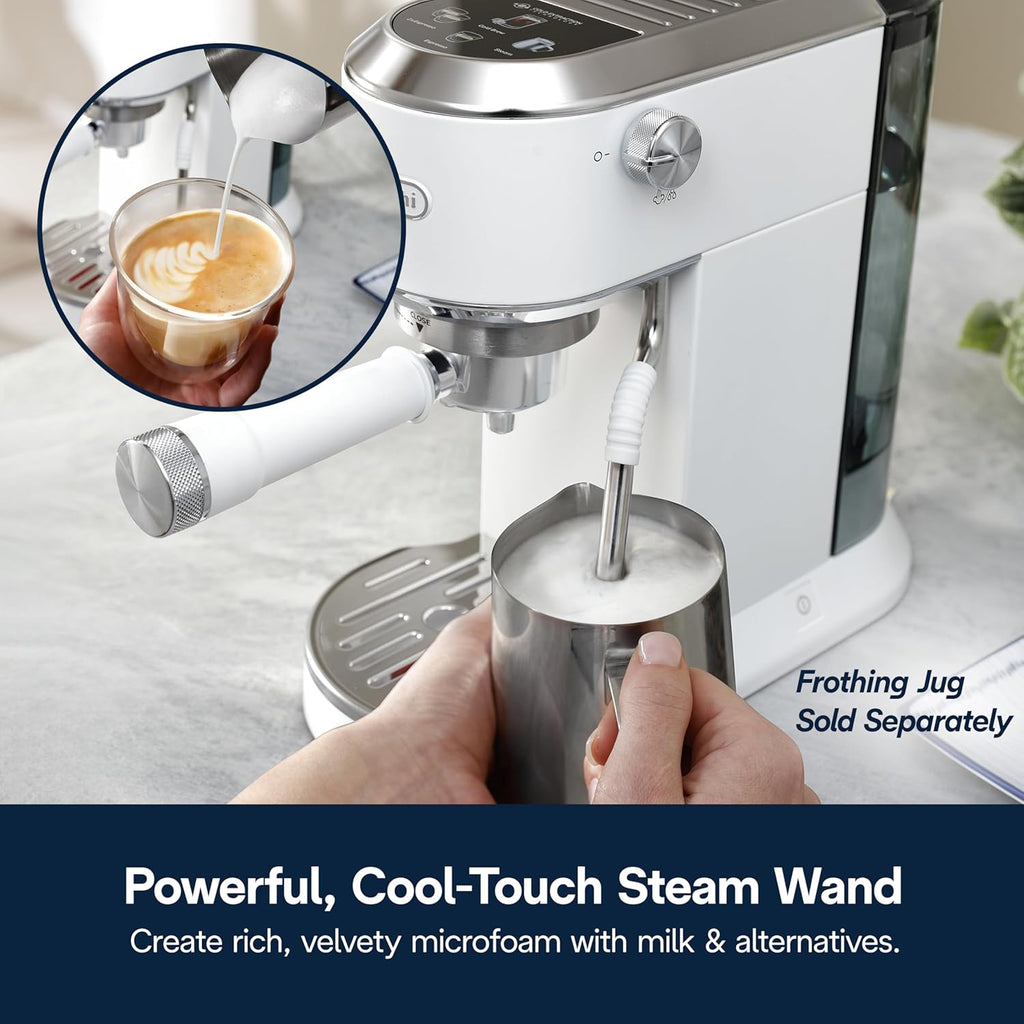 De'Longhi Dedica Duo Compact Espresso Machine - Cold Brew Coffee Maker with Milk Frother Wand- for Espresso, Hot & Iced Coffee, Cappuccinos, Lattes & Home Barista Brewing, Vanilla