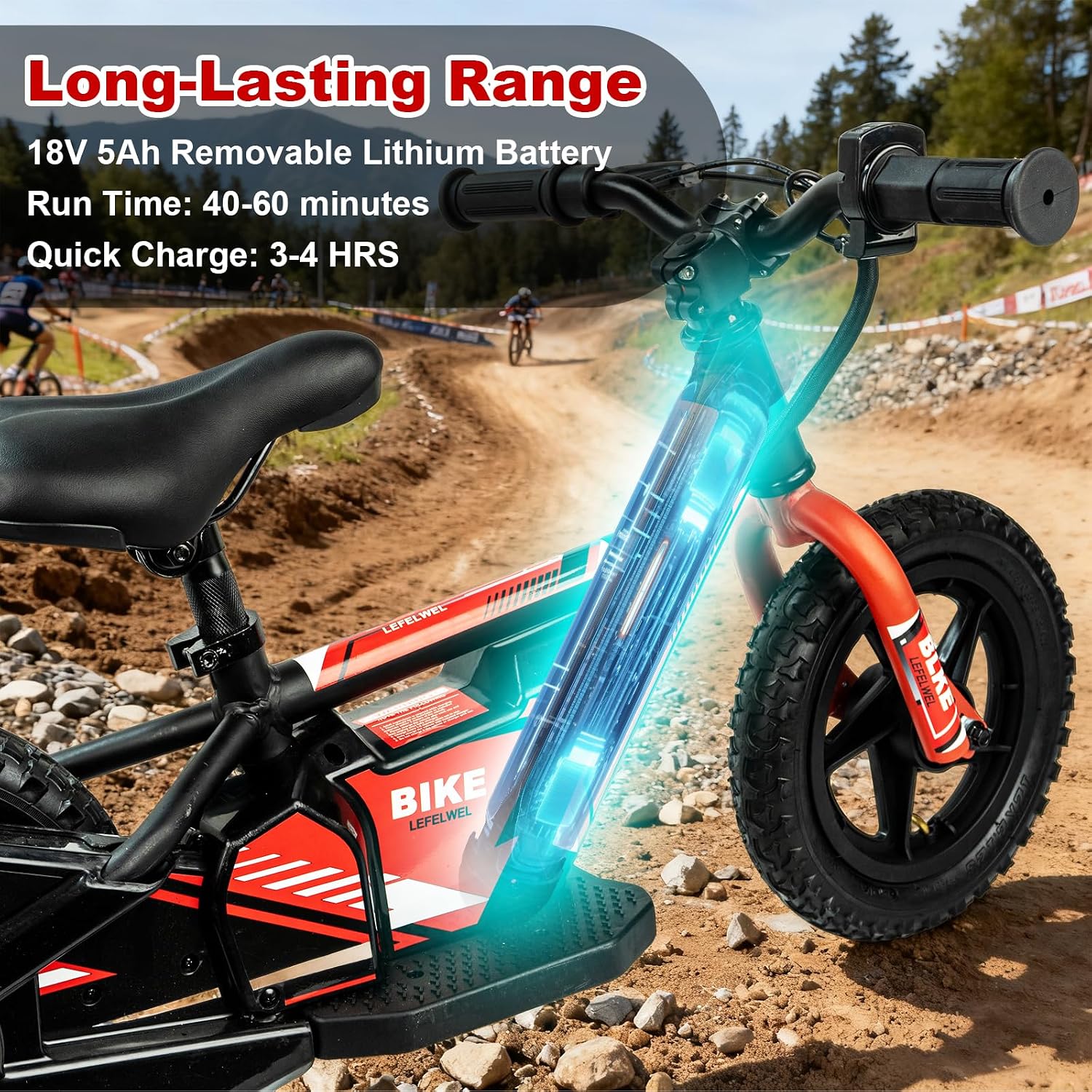 LEFELWEL Electric Balance Bike for Kids Ages 3-5/4-8, Adjustable Speed and Long Range, Lightweight and Durable, Safety Handbrake, Electric Dirt Bike Ebike for Kids