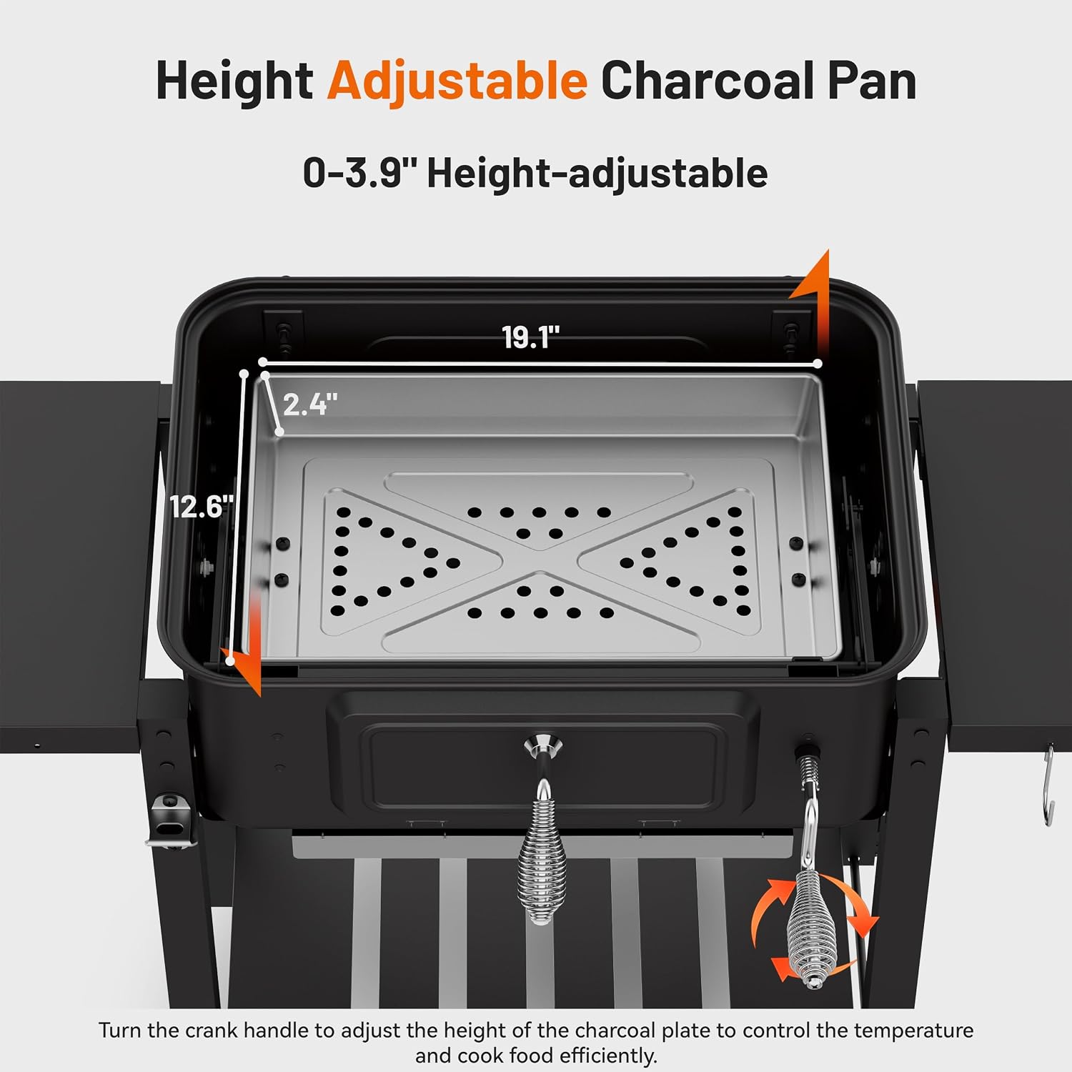 KEYO GRILL 24-Inch Barrel Charcoal Grill, Dual Venting System Outdoor BBQ Grill with Height Adjustable Charcoal Pan, Foldable Side Tables Outdoor Large Barbecue Grills for Backyard and Camping.