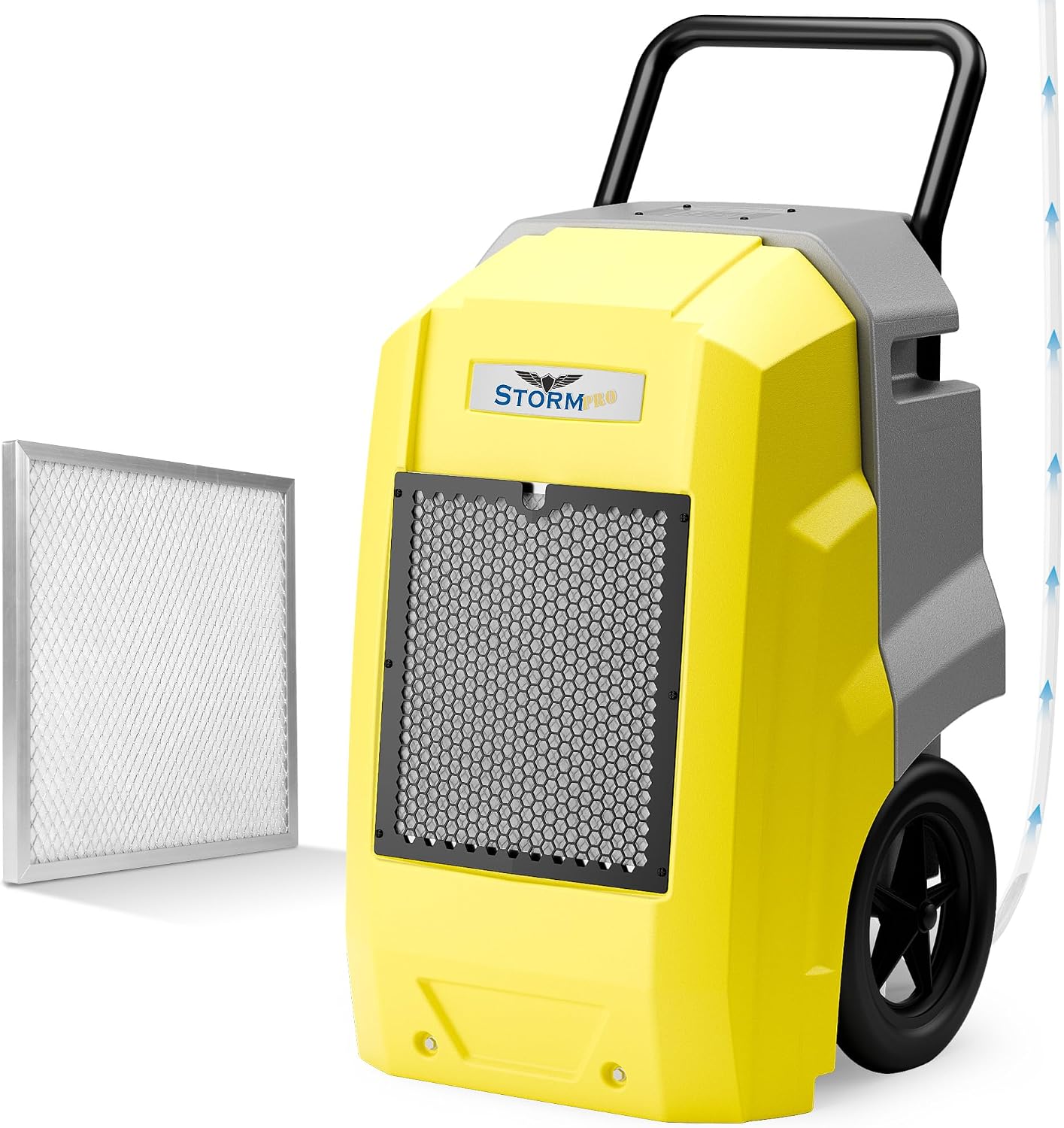 ALORAIR 180 Pints LGR Industrial Dehumidifier with Pump and Drain Hose, Portable Commercial Dehumidifier with Wheels for Home, Basements, Garages, and Job Sites, Yellow