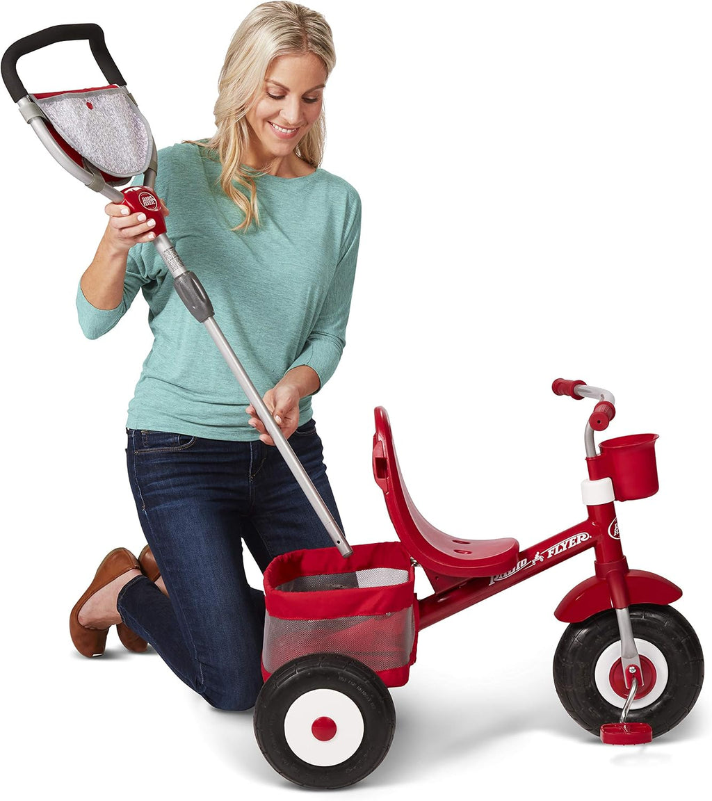 Radio Flyer Ultimate All-Terrain Stroll 'N Trike, Ages 1-5, Convertible 4-in-1 Tricycle, All-Terrain Tires, Parent Push Handle, UV Canopy, Accessories, Safety Harness, Stroller Tricycle for Toddlers