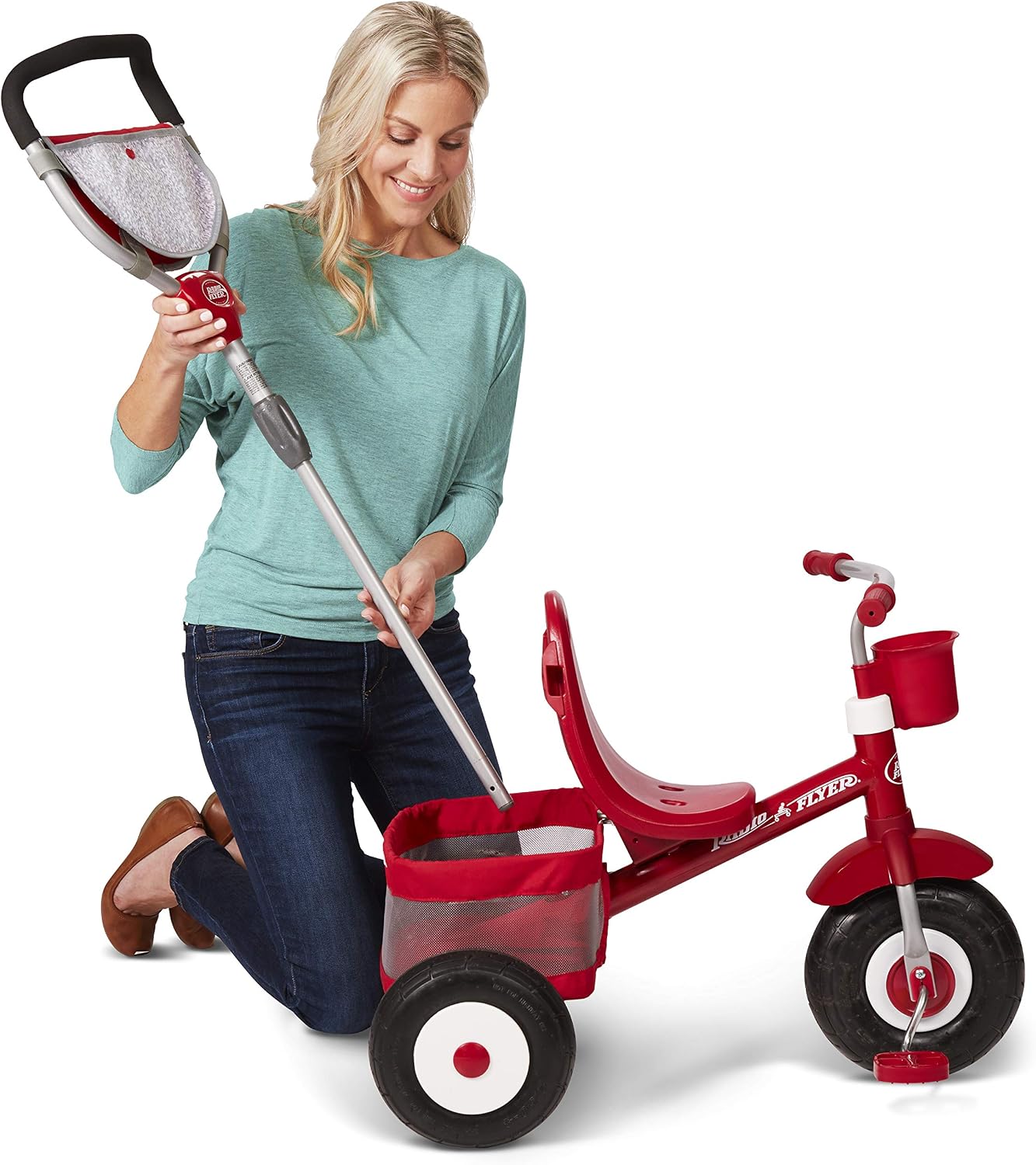Radio Flyer Ultimate All-Terrain Stroll 'N Trike, Ages 1-5, Convertible 4-in-1 Tricycle, All-Terrain Tires, Parent Push Handle, UV Canopy, Accessories, Safety Harness, Stroller Tricycle for Toddlers