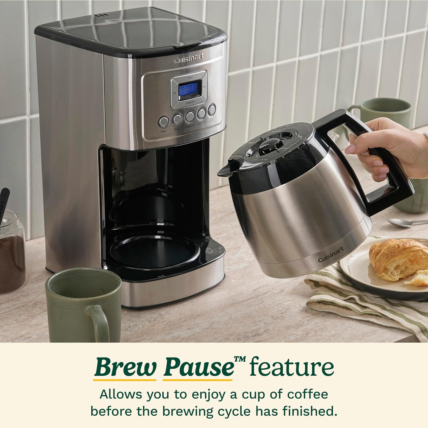 Cuisinart 12-Cup Coffee Maker, Programmable PerfecTemp Thermal Carafe Coffee Machine with 1-4 Cup Setting, Brew Strength Control and Brew Pause, Stainless Steel, DCC-3400NAS, Silver