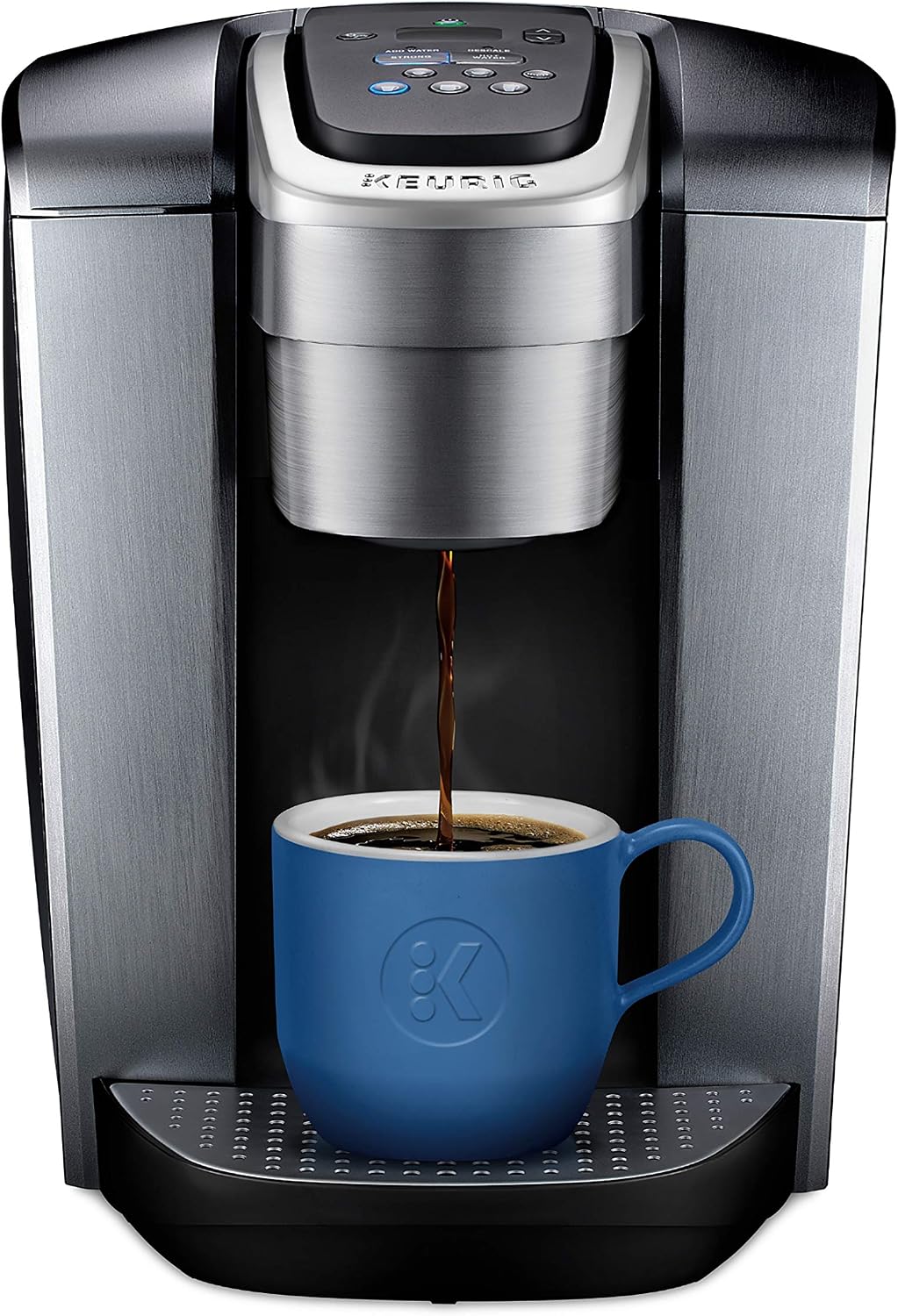 Keurig K-Elite Single-Serve K-Cup Pod Coffee Maker, Brushed Silver & Standalone Frother Works Non-Dairy Milk, Hot and Cold Frothing, 6 Oz, Black