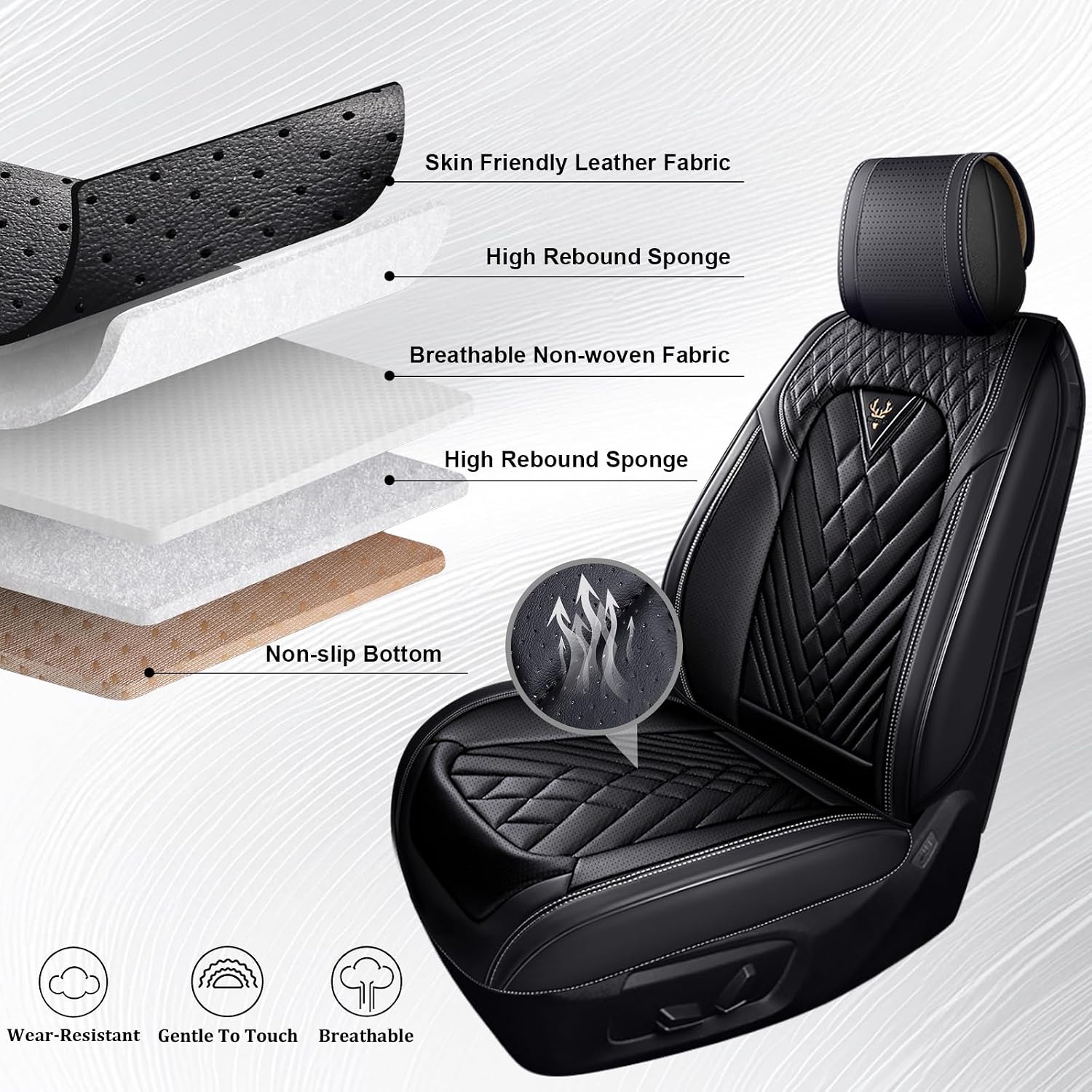 Dodge Ram Truck Seat Covers Custom for 2002-2026 1500 2002-2026 2500/3500 Crew Double Mega Quad Cab Bighorn Laramie Tradesman Classic Full Set Seat Covers Protectors(Standard 5 Seats/Black)