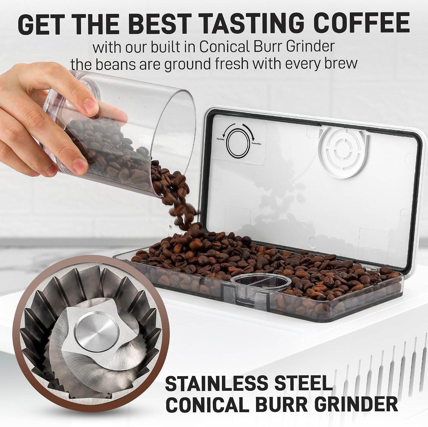 Zulay Magia Super Automatic Espresso Maker Machine with Grinder - 19 Fully Customizable Coffee Options, Auto Cleaning, Milk Foam System - for Latte, Cappuccino - Ultra LUX - White (13.7x17.7x9.4)