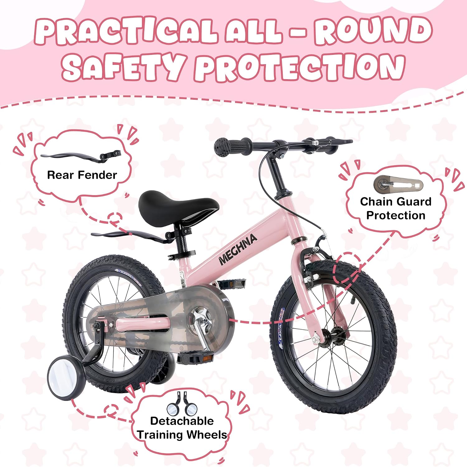 ZUKKA Toddler Balance Bike 2 in 1 with Detachable Training Wheels 14 Inch Kids Bike Aged 3-7 Years Old with Adjustable Seat Handlebar and Coaster Brake for Boys Girls