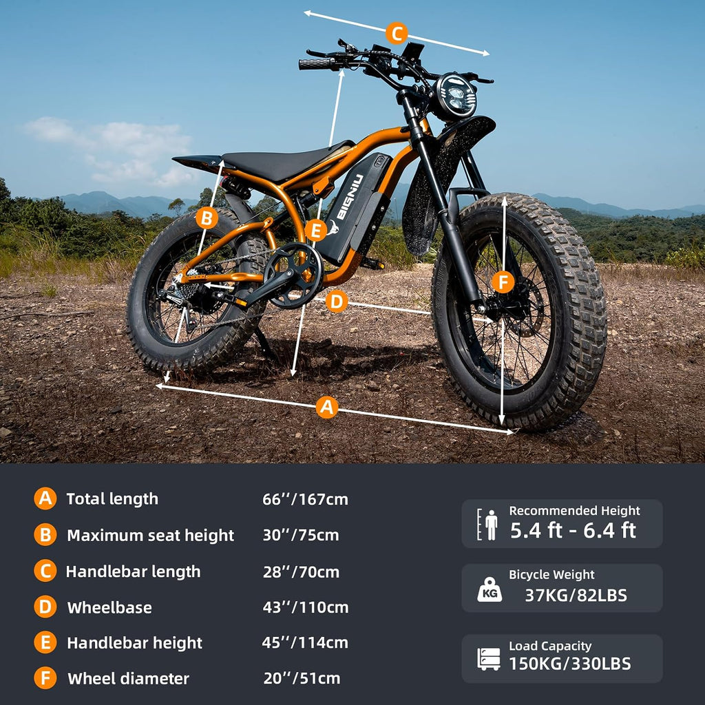 BIGNIU BG-S Electric Bike for Adults – 20'x4.5' Fat Tire, 1200W Motor, 48V 15Ah Battery, 7-Speed, Dual Disc Brakes for Off-Road and City Riding