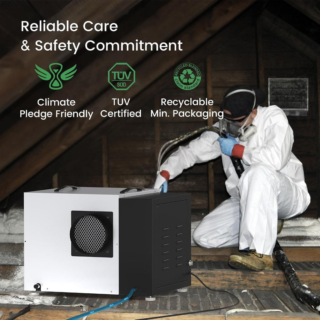 Waykar 158 Pint Crawl Space Dehumidifier with Pump & Drain Hose for Basements, Commercial & Water Damage Spaces up to 7500 Sq. Ft., Compact, Strong Dehumidification, 5-Year Quality Coverage