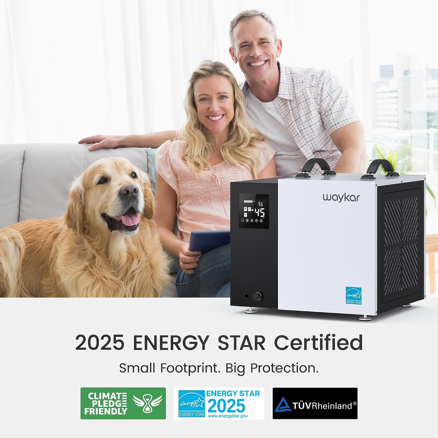 Waykar 70 Pint Energy Star Crawl Space Dehumidifier with Pump & Drain Hose for Basements, Commercial & Water Damage Spaces up to 5000 Sq. Ft., Compact, Strong Dehumidification, 5-Year Quality Coverage