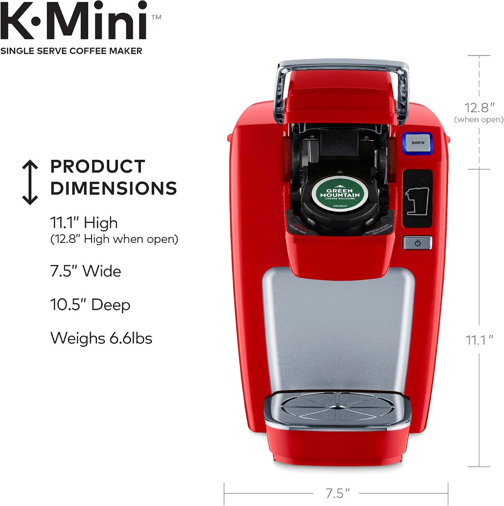Keurig K15 Coffee Maker, Single Serve K-Cup Pod Coffee Brewer, 6 to 10 Oz. Brew Sizes, Chili Red