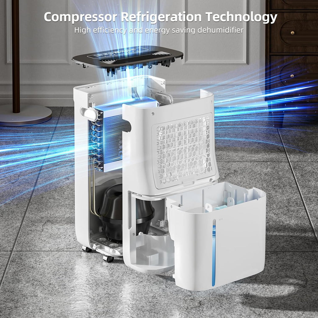 3,000 Sq.Ft 60 Pint Dehumidifier for Basements and Home-with Drain Hose,1.7Gallon Water Tank,Intelligent Humidity Control,Dual Protection and 4 Modes,for Large room