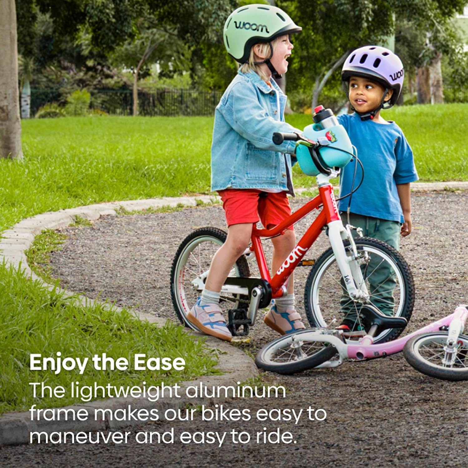 woom GO 2 Bicycle for Children 3 to 4.5 Years Old, 14-Inch Lightweight Bike with Handbrake, Steering Limiter & Chainguard for Boys & Girls