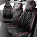Fit for 97% of Cadillac Seat Covers, Fashion Sport Seat Cover with Waterproof Leather, Airbag Safe Design Seat Protector (5 Full Seat Luxury, Black Red)