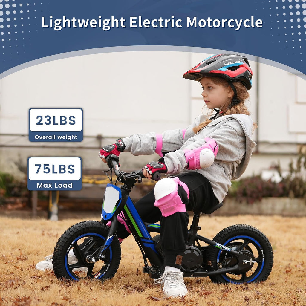 Lightweight Electric Dirt Bike for Kids,170W Racing Motorcycle for Ages 3-6, Detachable Battery, Adjustable Seat, Safe Speeds Up to 10 MPH, Mini Motocross Bike 12' Off Road Tires, Blue