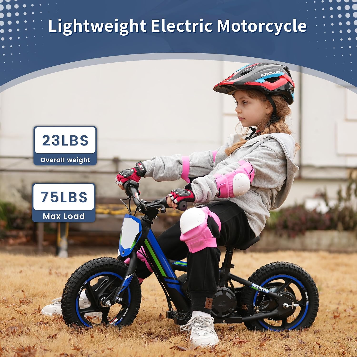 Lightweight Electric Dirt Bike for Kids,170W Racing Motorcycle for Ages 3-6, Detachable Battery, Adjustable Seat, Safe Speeds Up to 10 MPH, Mini Motocross Bike 12' Off Road Tires, Blue
