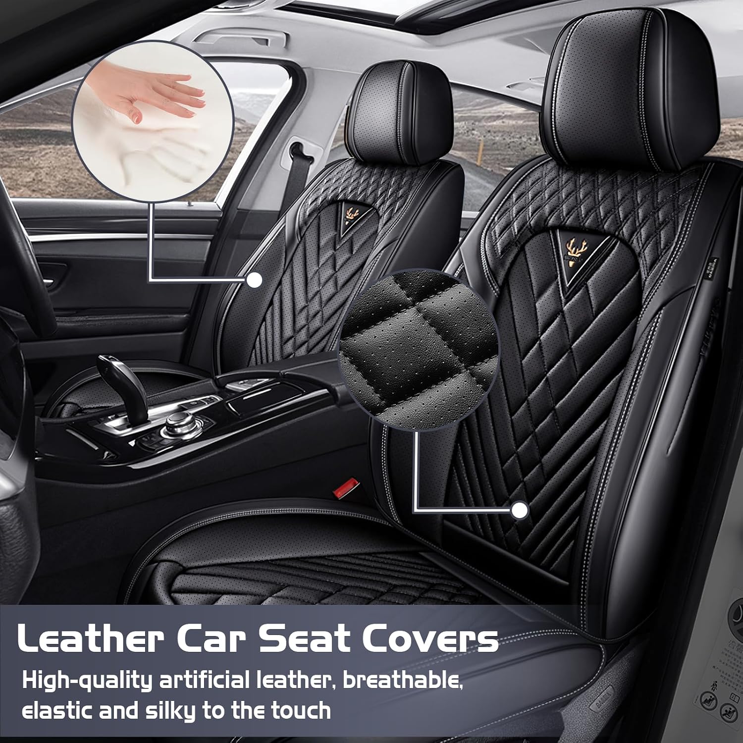 Car Seat Covers for Mazda CX-5 2013-2026, Waterproof Nappa Leather Front Seat Cover, Anti-Slip and Comfortable Automotive Seat Protector&Accessories(Black)