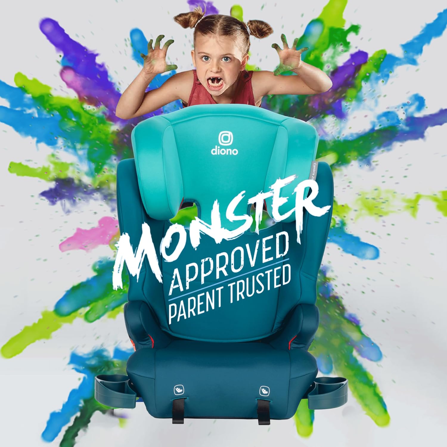 Diono Cambria 2XT XL, Dual Latch Connectors, 2-in-1 Belt Positioning Booster Seat, High-Back to Backless Booster with Space and Room to Grow, 8 Years 1 Booster Seat, Blue Razz Ice